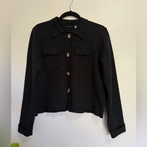 Tahari Black Button-Front Women's sweater